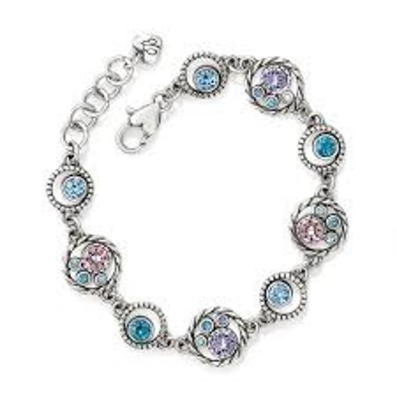 BRIGHTON Halo Bracelet Silver Tone Blue Crystals Reversible Wrsit Jewlery - Picture 1 of 5